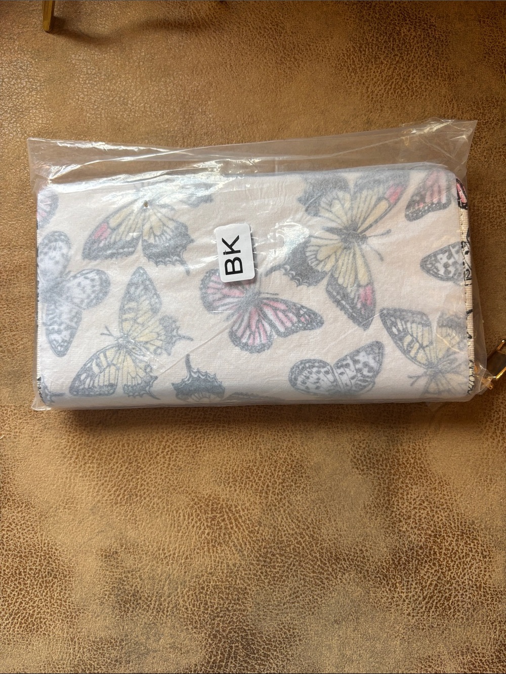 Butterfly Print Zip-Around Wallet or wristlet in White with Pastel Accents